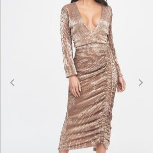Lavish Alice Pleated Sequin Rouched Side Midi Dres